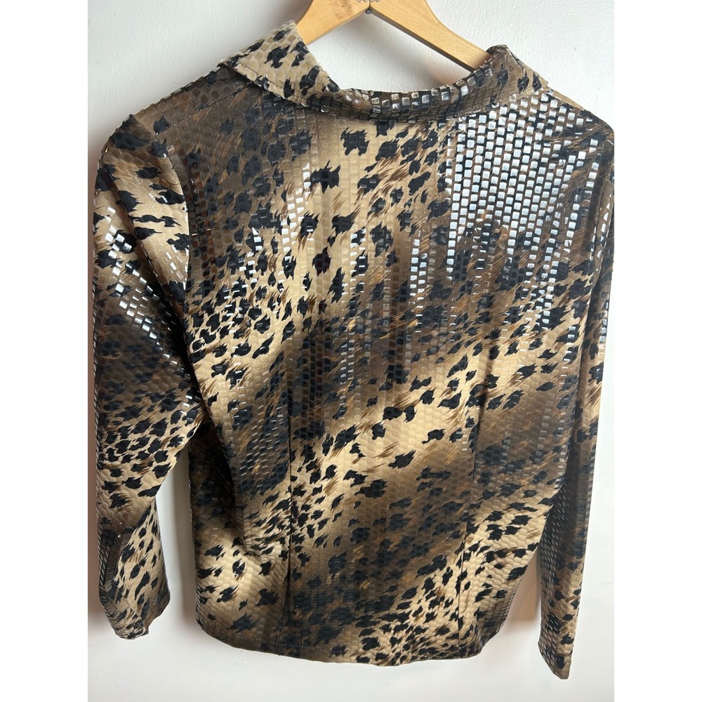 Exclusively Misook Medium Jacket Brown Animal Pri… - image 3